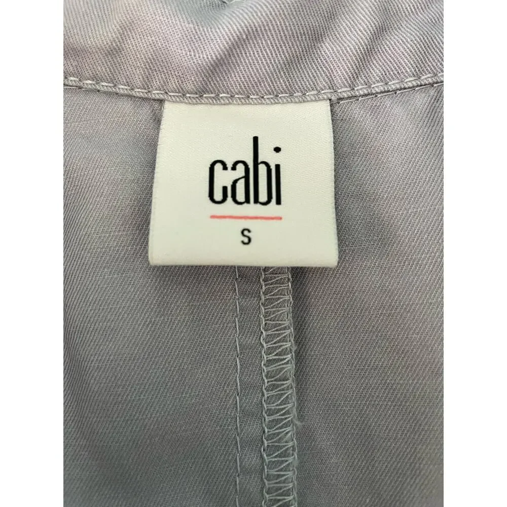 Cabi Tanner Trench Coat Linen Cotton Blend in Silver Lake Size Small